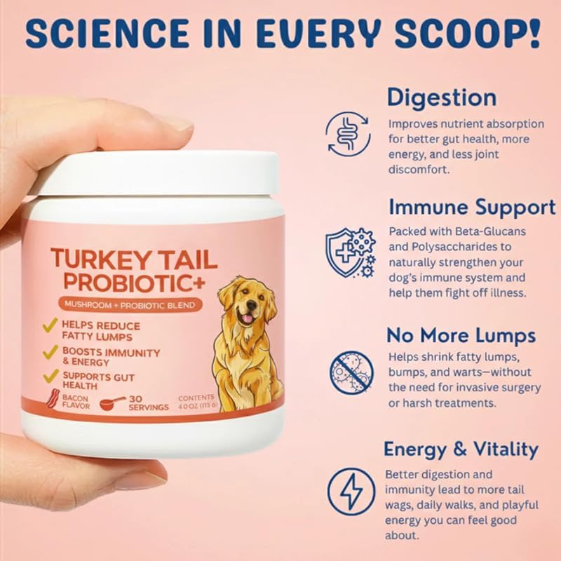 Complement Alimentaire Chien, Probiotique Chien avec Champignons Médicinaux à Queue de Dinde, Soutien Complet pour la Santé Digestive, Renforcez Votre Immunité et Votre Vitalité (x1)