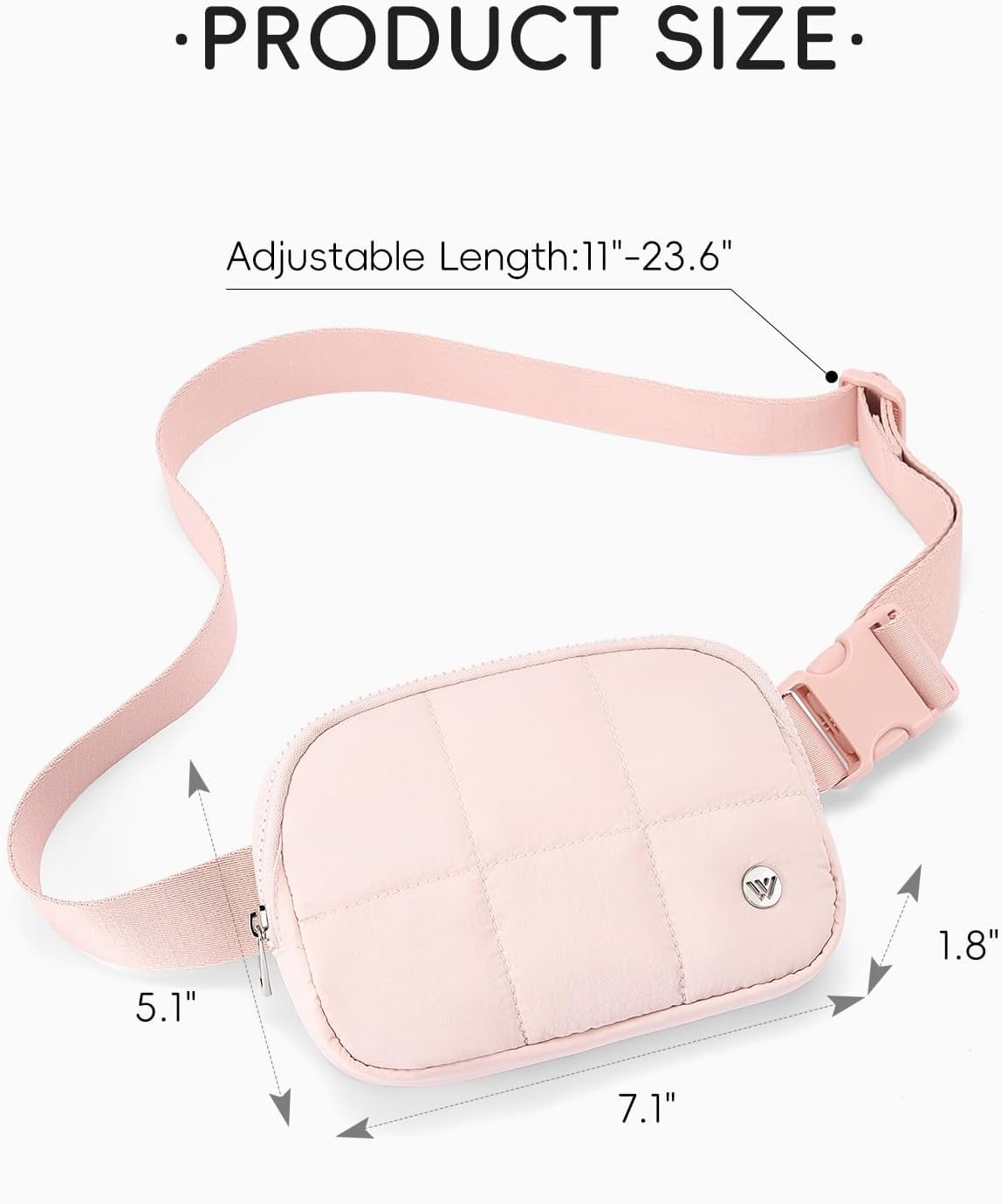 WESTBRONCO Puffer Fanny Packs for Women Quilted Nylon Waterproof Belt Bag with 2 Zipper, Puffy Crossbody Bag with Adjustable Strap, 1L Waist Bag for Travel Daily - Image 2
