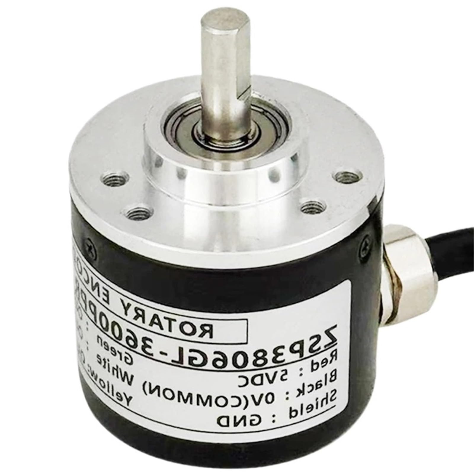 Codificador incremental de 38 mm, interruptor óptico giratorio de eje de 6 mm, sensor A, B/Z-2/3 fases, 5/8 cables, 10-1024-3600 PPR 5/24/30 VDC