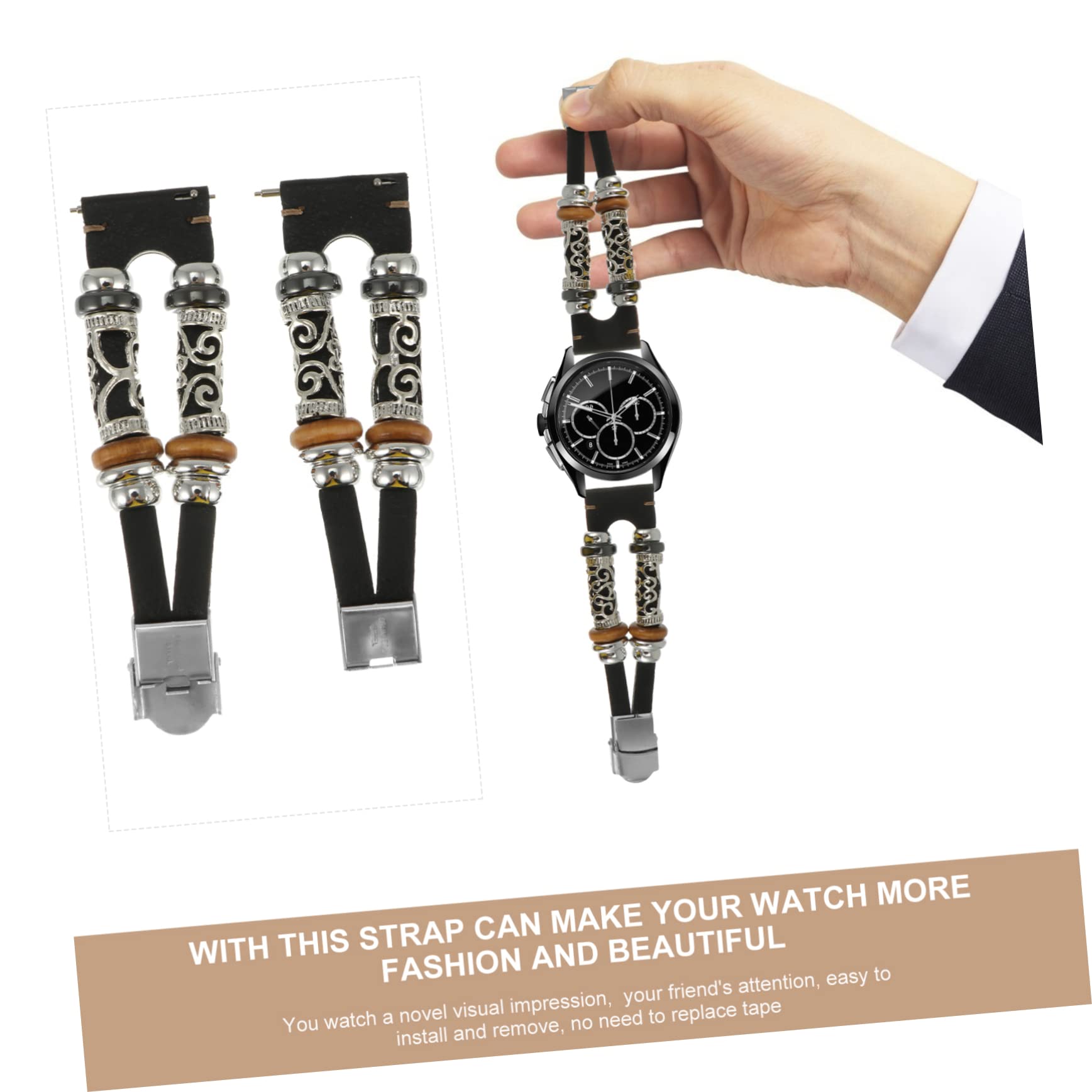 HOMSFOU Correa relojes para hombres banda duradera 3 bandas de repuesto smartwatch smart watch relojes inteligentes para hombres cinturón de muñeca muñequeras de cuero metal