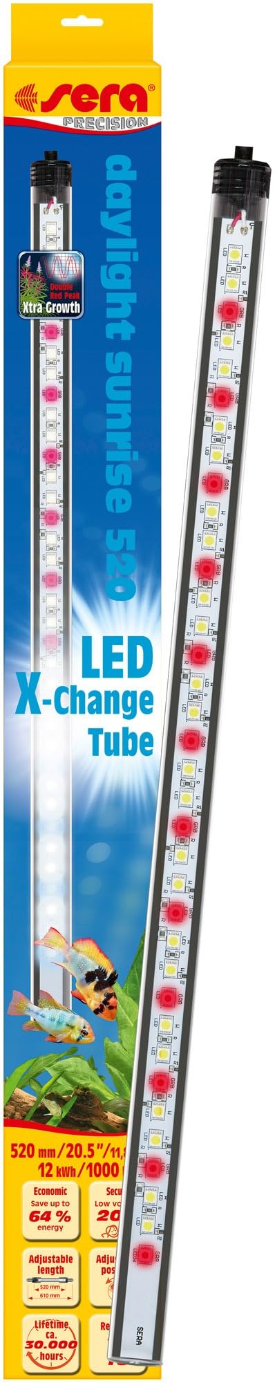 sera led daylight sunrise 520 | luce diurna naturale e colorata (6.000 | 8.000 kelvin) [classe energetica g] | lampada LED per acquari | luce naturale del giorno