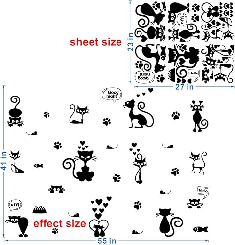 Miniatura 2 de Calcomanía de pared de dibujos animados de gato, adhesivo extraíble de PVC para interruptor de luz con bonito mural de animales, divertido acento