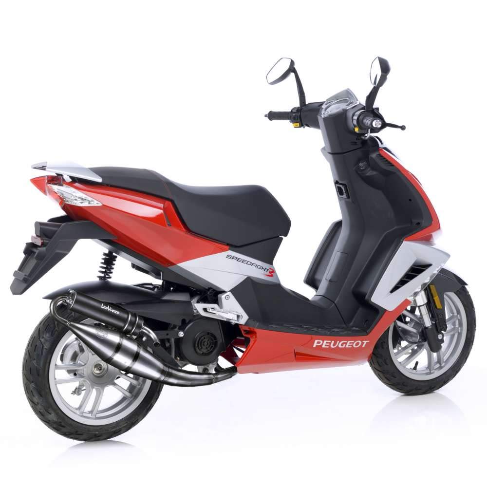 LeoVince Auspuffanlage Komplettanlage TT Black Edition Aluminium schwarz Peugeot Jet Force 50 TDSI C.Tech 50 LC i.e. Ludix Blaster 50 LC Speedfight 3 50 LC