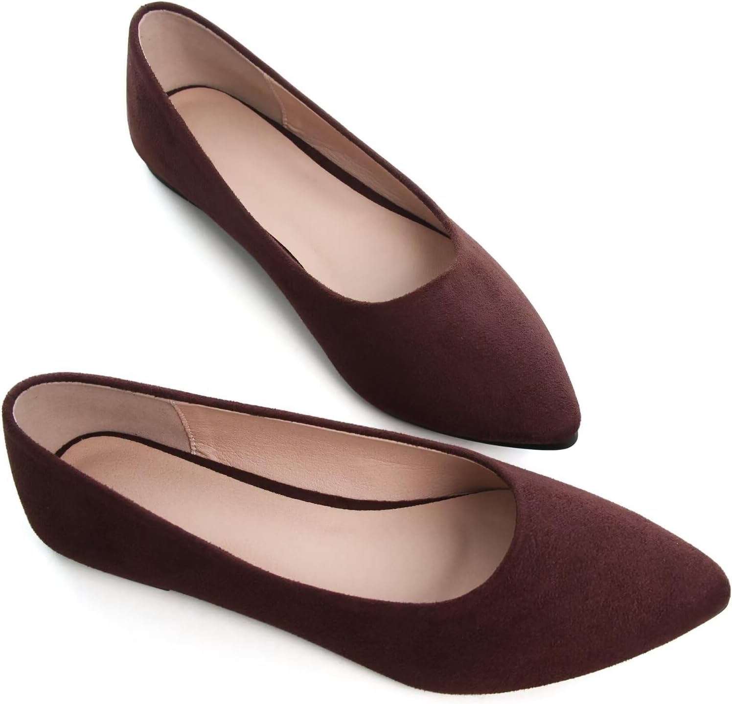 SAILING LU Women's Pointed Toe Ballet Flats Suede | Dress Shoes for Women, Comfortable Dressy Casual Slip On, Ballerina Walking Shoes