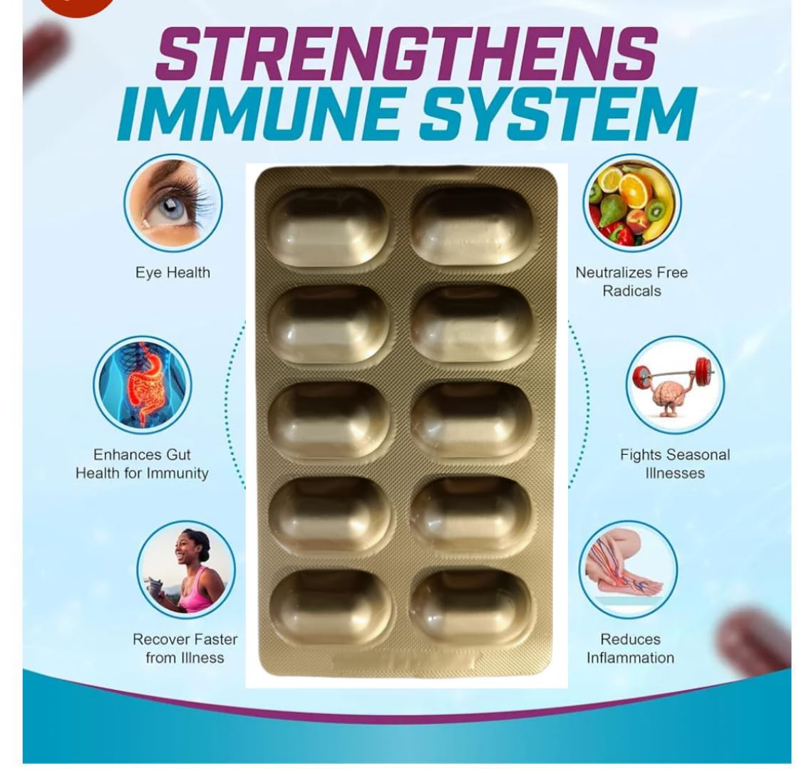 Lycopin Capsules with Lycopene, Lutein, Beta Carotene, Iron, L-Lysine, Zinc, Vitamins and Minerals, 10 Capsules Pack of-4 1