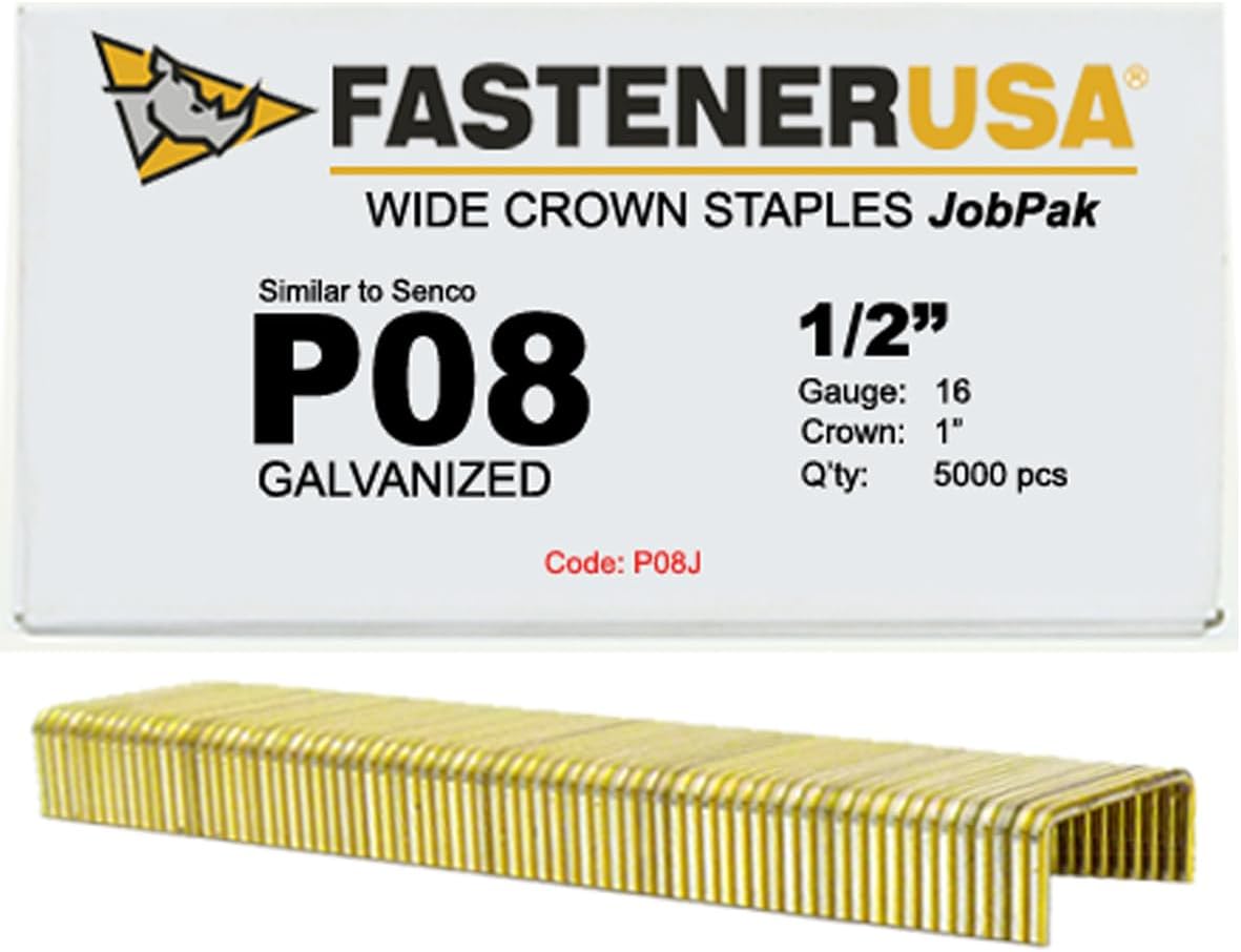 1/2" Leg x 1" Crown 16GA GALV P08 Staples 5,000ct