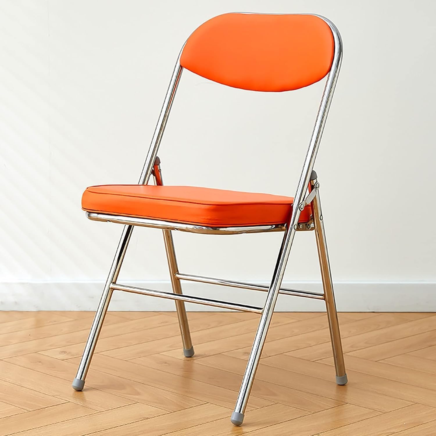 Folding Metal Frame Chairs for Indoor/Outdoor Use Portable Stackable and Durable Gray Color Ideal for Home(White)