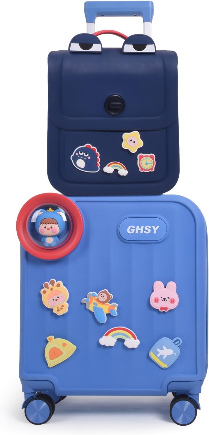 Kids Luggage Set 2PC Lightweight EVA Rolling Suitcase & Backpack for Boys Girls Toddler, Travel Carry-On with Spinner Wheels Children Rolling Travel Luggage for Airplane
