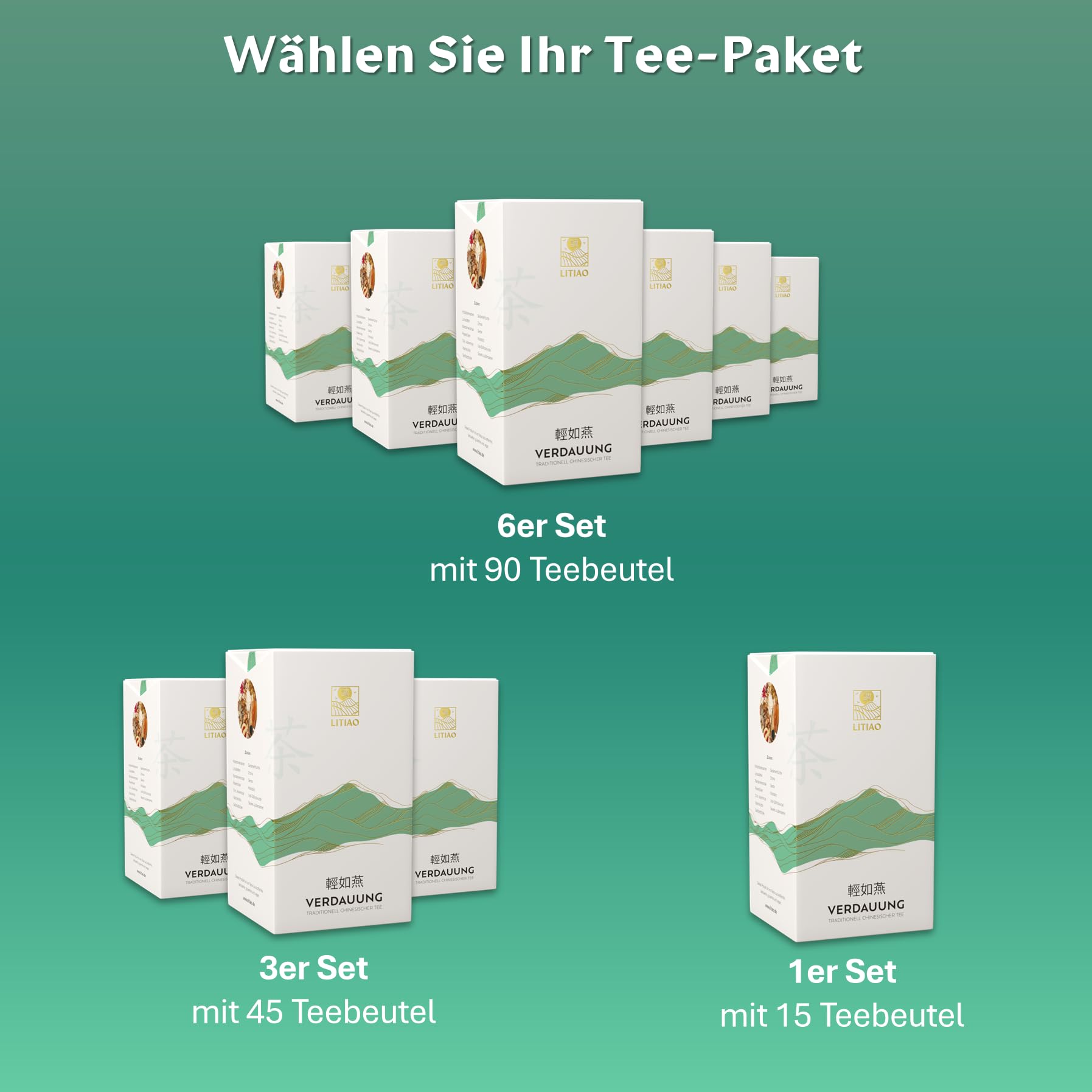 LITIAO VERDAUUNG - Traditionell Chinesischer Kräutertee | Mit 13 TCM-Kräutern | 45 Pyramidenteebeutel | Koffeinfrei | 3 Packung