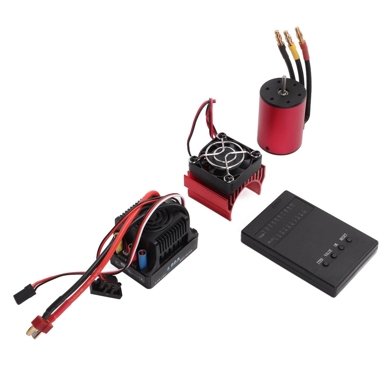 Silnik bezszczotkowy, do samochodu 1/10 RC, 3100kV, wysoka prędkość, wodoszczelna konstrukcja, 60A ESC z dyskiem grzewczym, w zestawie karta programowania