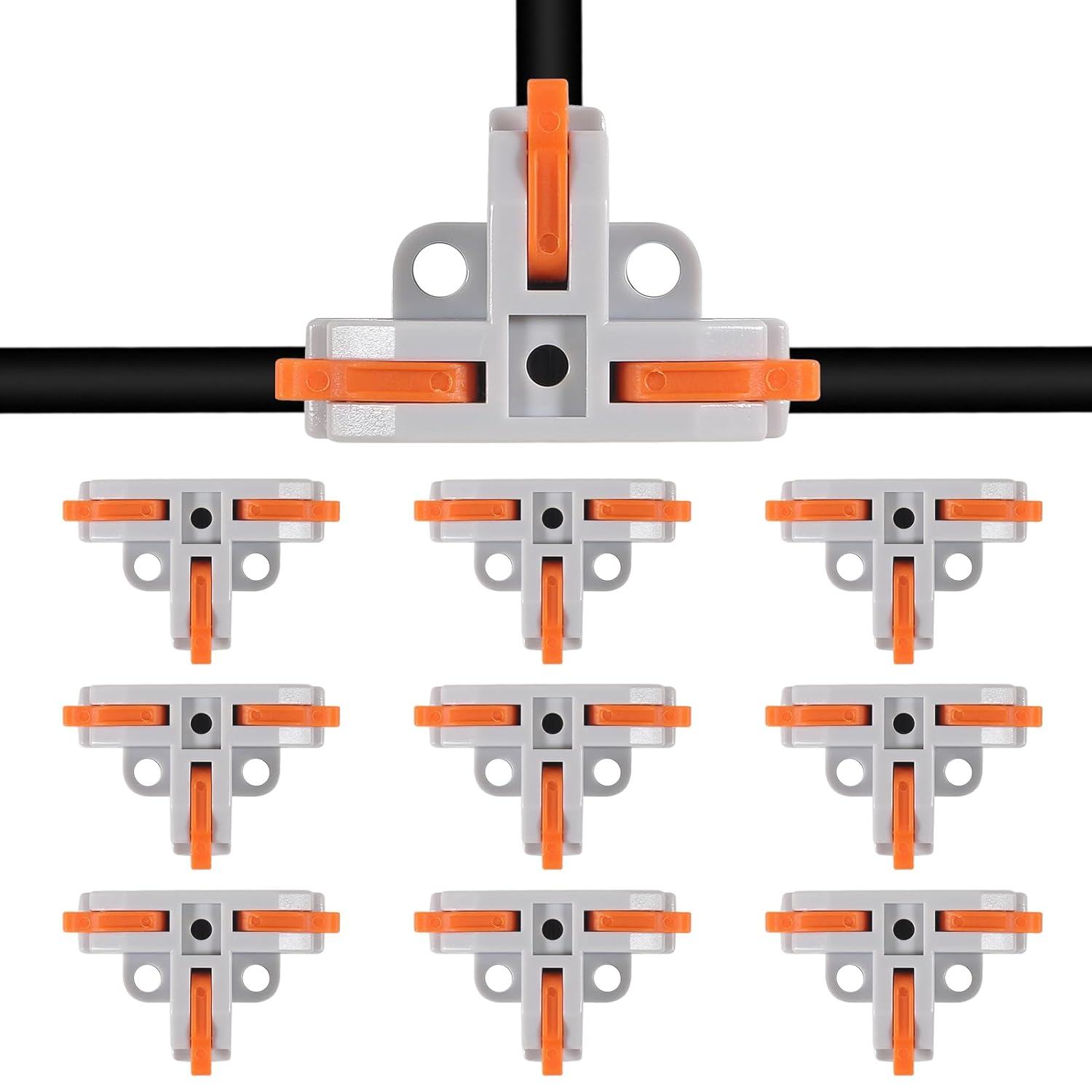 20pcs Compact Wire Conductor Connector, T-Shape Lever Nut Wire Connector, Quick Splitter 3 Way Electrical Connectors, AWG 28-12 (20pcs)