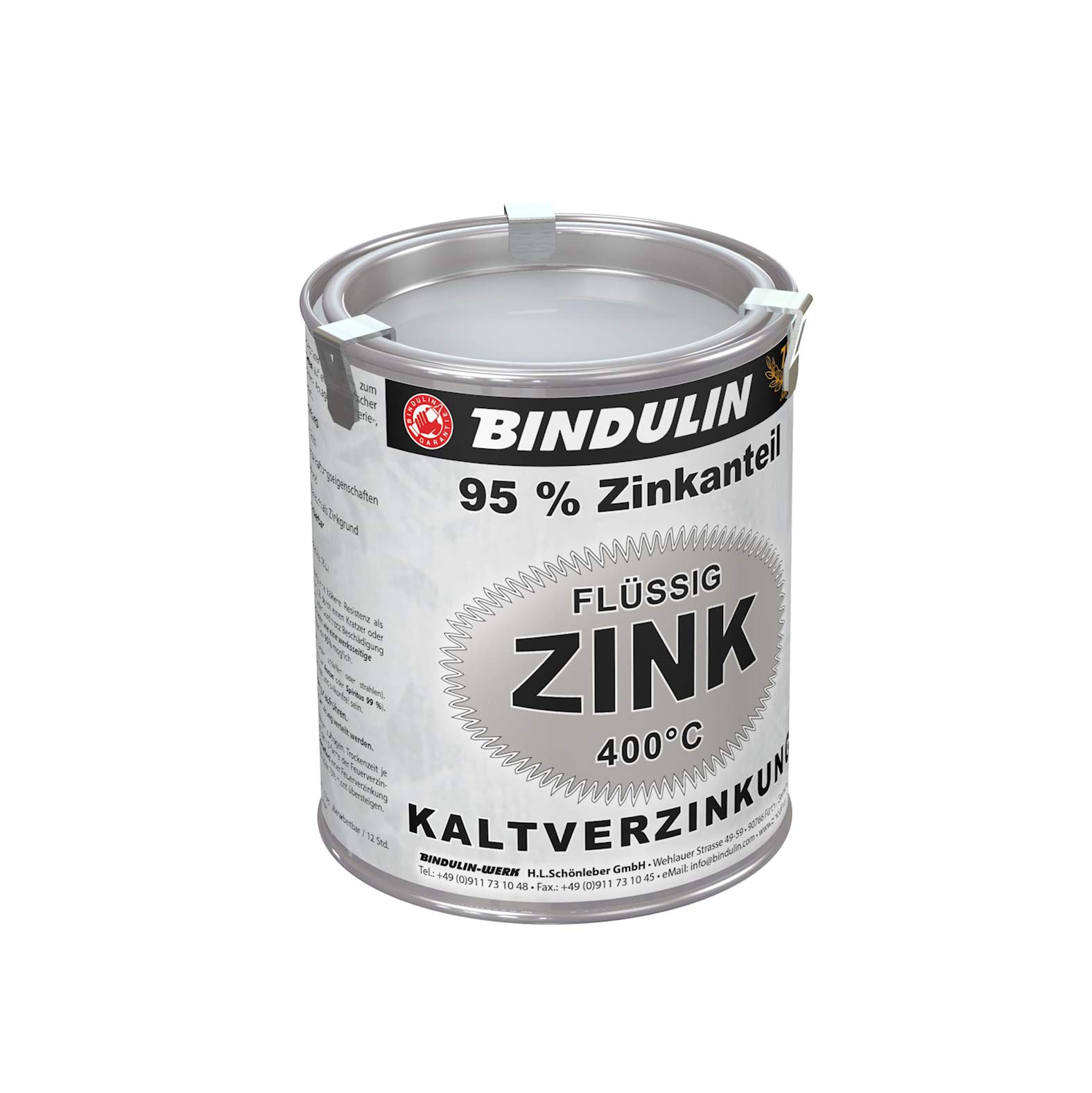 Flüssig Zink 750 ml Dose von Bindulin für Kaltverzinkung für alle Metalle zum Kaltverzinken auf elektrochemischer (galvanischer) Basis: grundieren, verzinken gebrauchsfertig, schnelltrocknend