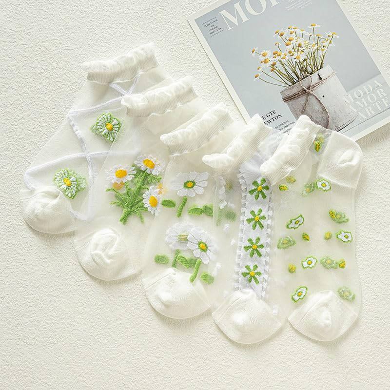 Image of Benefeet Sox Sheer Socks for Women Girls Mesh Ankle Socks Transparent Mesh Lace Sock Cute Thin Nylon See Through Sock