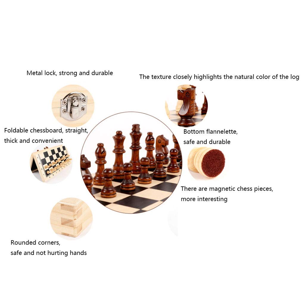 ZAW Schach Magnetischer Schach-Set-Spiel mit Innenraum-Speicher-Massivholz-Folding hochwertiger Schachbrettspiele Panel-Unterhaltung Chess (Größe : 39cm)