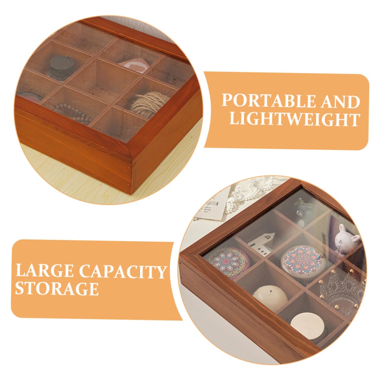 Boîte à Thé Compartimentée Bois Avec Couvercle Transparent Organiseur Léger Et Portable à Compartiments Rangement Pratique Pour Sachets De Thé Snacks Et Infusions Protection Écrase