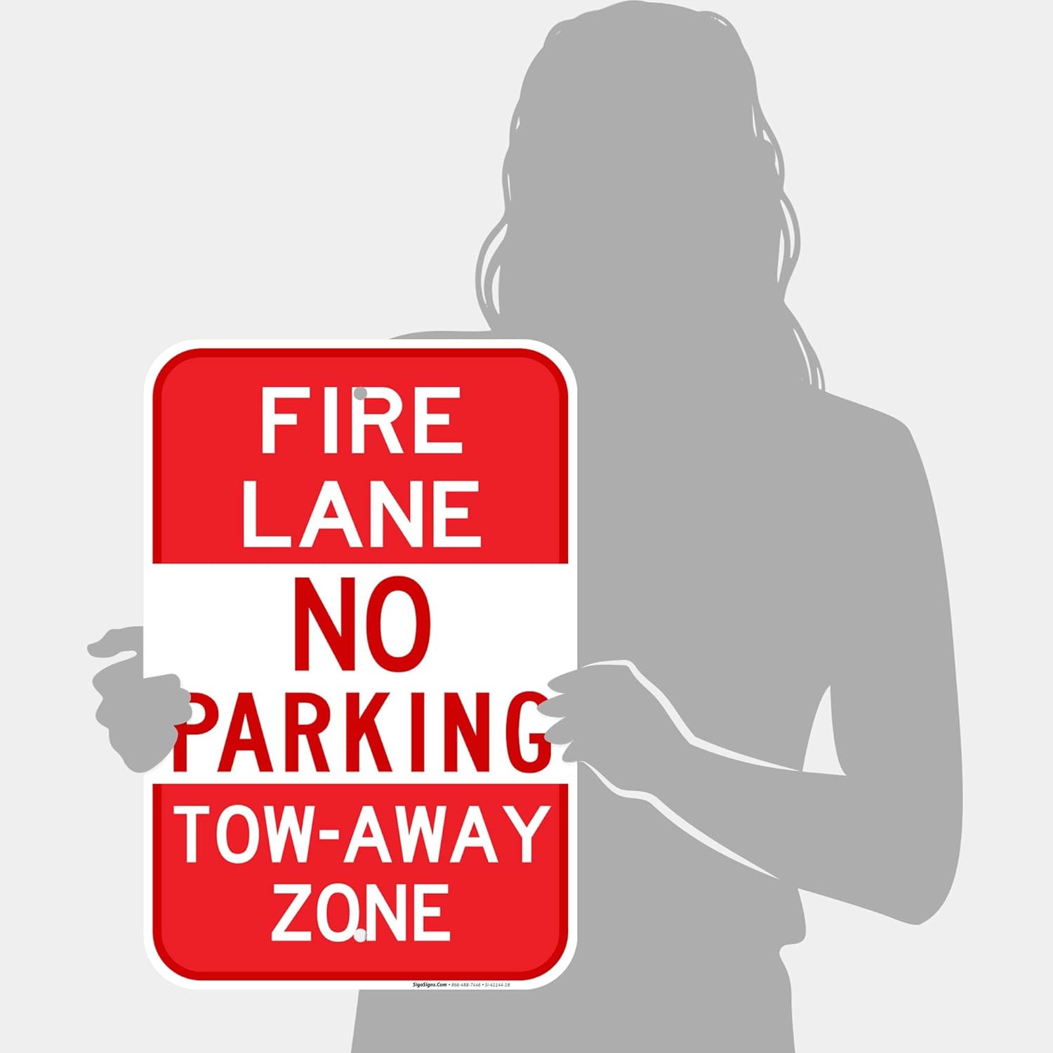 Fire Lane Header No Parking Tow Away Zone Sign, 12x18 Inches, Rust Free .063 Aluminum, Fade Resistant, Made in USA