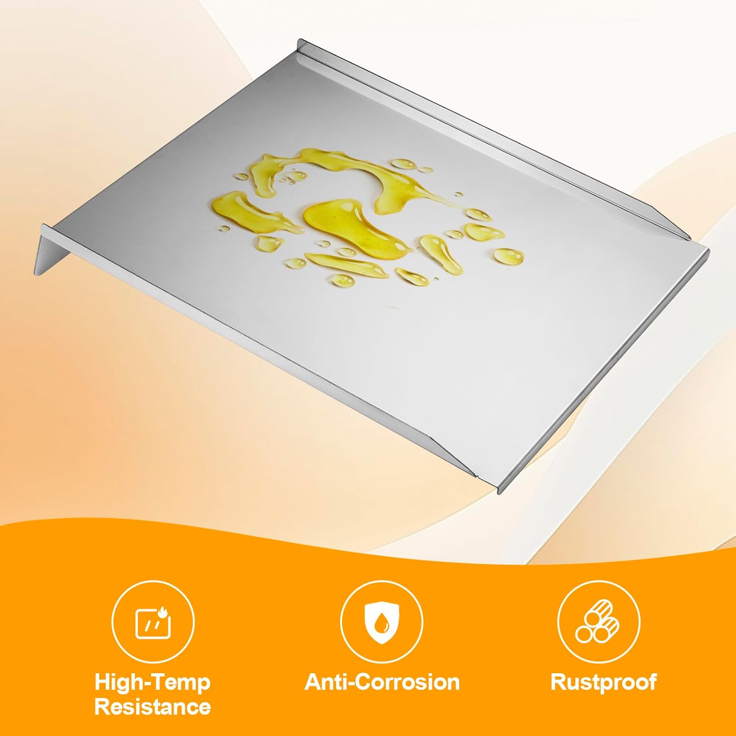 BAC012 Drip Tray Heat Baffle Replacement Parts for Traeger 22 Series,Traeger Pro 575,Traeger BCA070 BBQ07C, Newer Lil' Tex,Lil' Tex Elite,Lil' Tex Pellet Smoker Grills, Stainless Steel Grease Pan