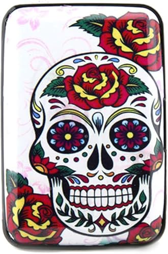 Tarjetero del Día de los Muertos de Calavera de Azúcar Dia De Los Muertos, Blanco