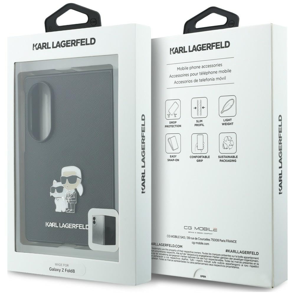 CG MOBILE Karl Lagerfeld Saffiano Karl&Choupette Pin - Custodia per Samsung Galaxy Z Fold8 (nero)