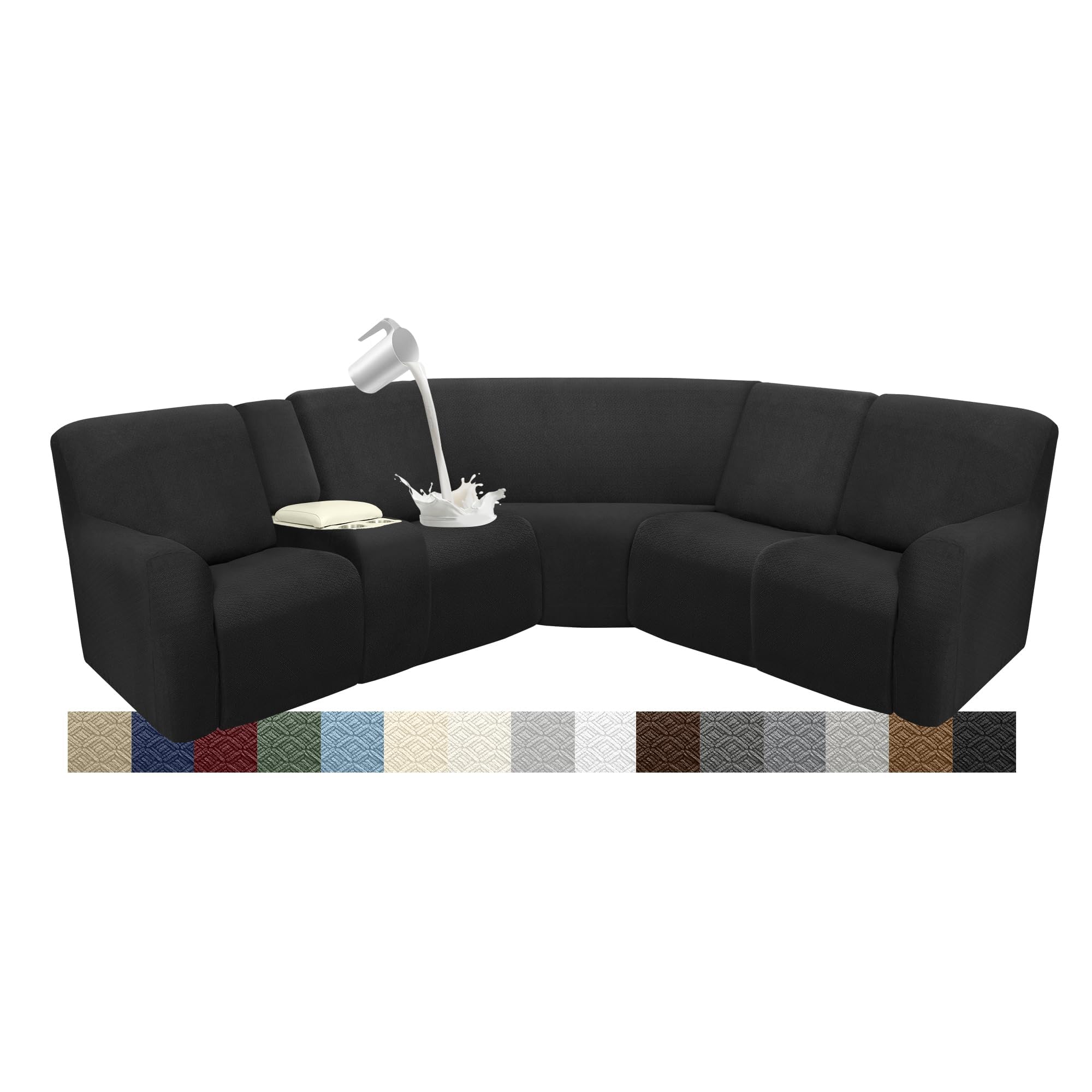 Photo 1 of ROFASVCO Waterproof Reclining Sectional Couch Covers Washable L Shaped Couch Cover for Sectionals Recliner Sofa Covers Stretch Corner Recliner Slipcovers(5 Seater 1 Console Cover, Dark Gray)