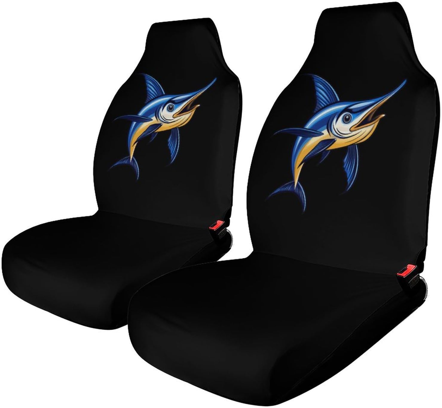 Marlin Swordfish Fish Car Seat Covers Universal Car Front Seats Protector Auto Interior Accessories 2PCS