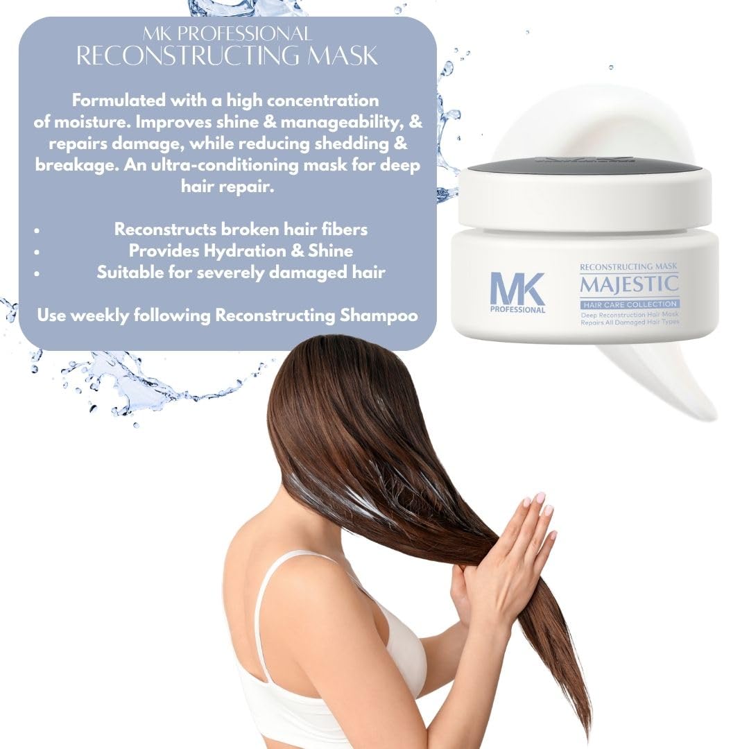 MK PROFESSIONAL Hair Mask for Dry Damaged Hair & Growth, Reconstructing Deep Conditioning Protein Mask, Provide Hydration & Shine, Prevent Future Breakage - 6.8 Fl Oz (200 ml)