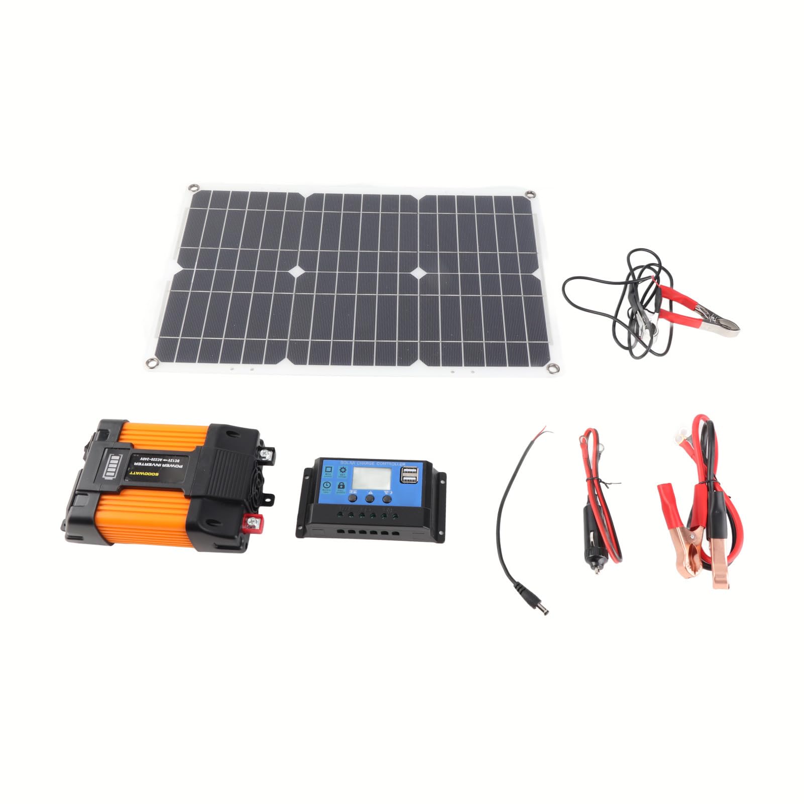de energía solar portátil Inversor de energía de 4000 W Controlador solar de 30 A Kit de panel solar de 12 V 24 V con panel solar monocristalino de alta eficiencia de 18 W (500W 12V a 220V)