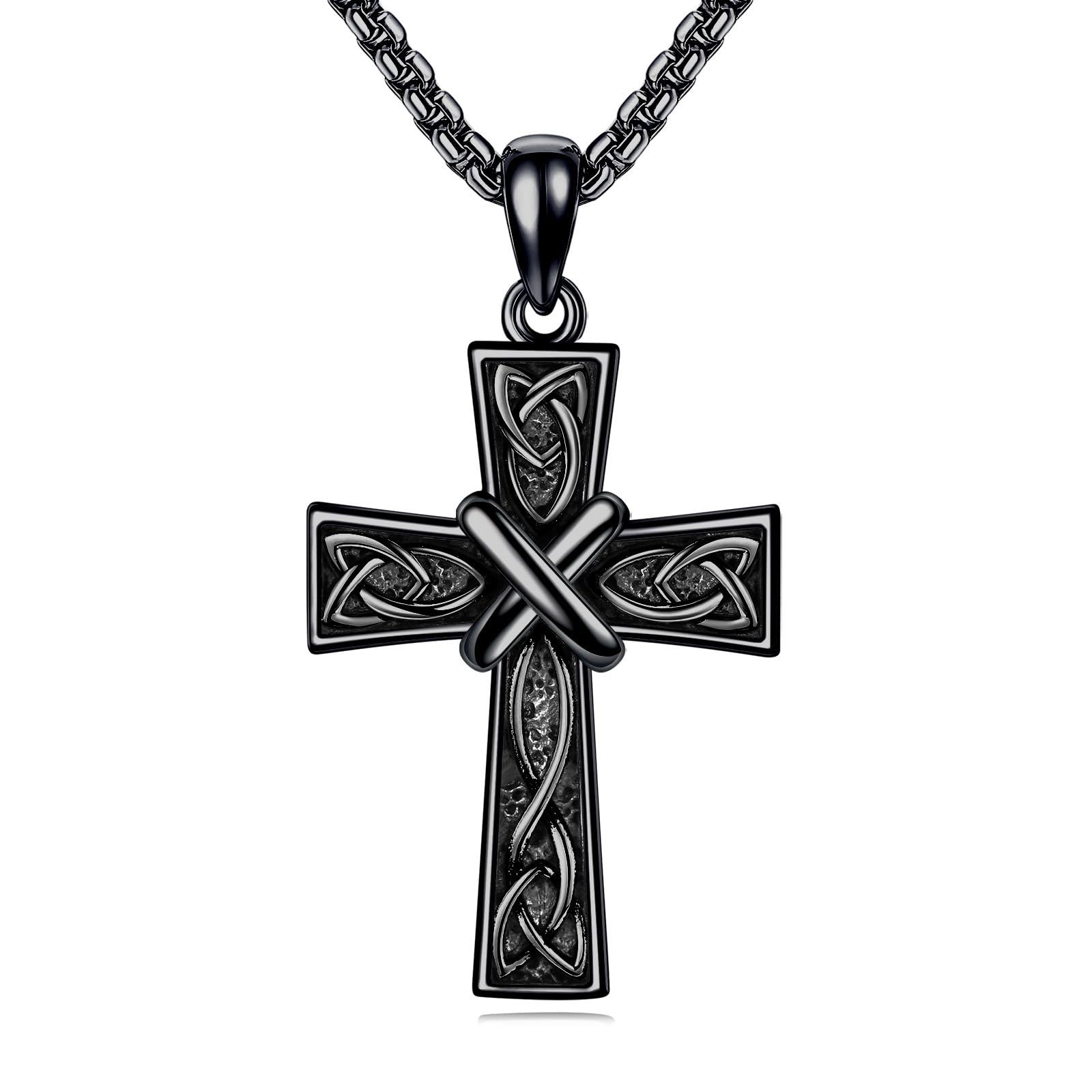 POPLYKE Kreuz Halskette für Herren Damen 925 Sterling Silber Keltische Kreuz Halskette für Herren Kreuz Anhänger Halskette Schmuck für Herren Valentinstag