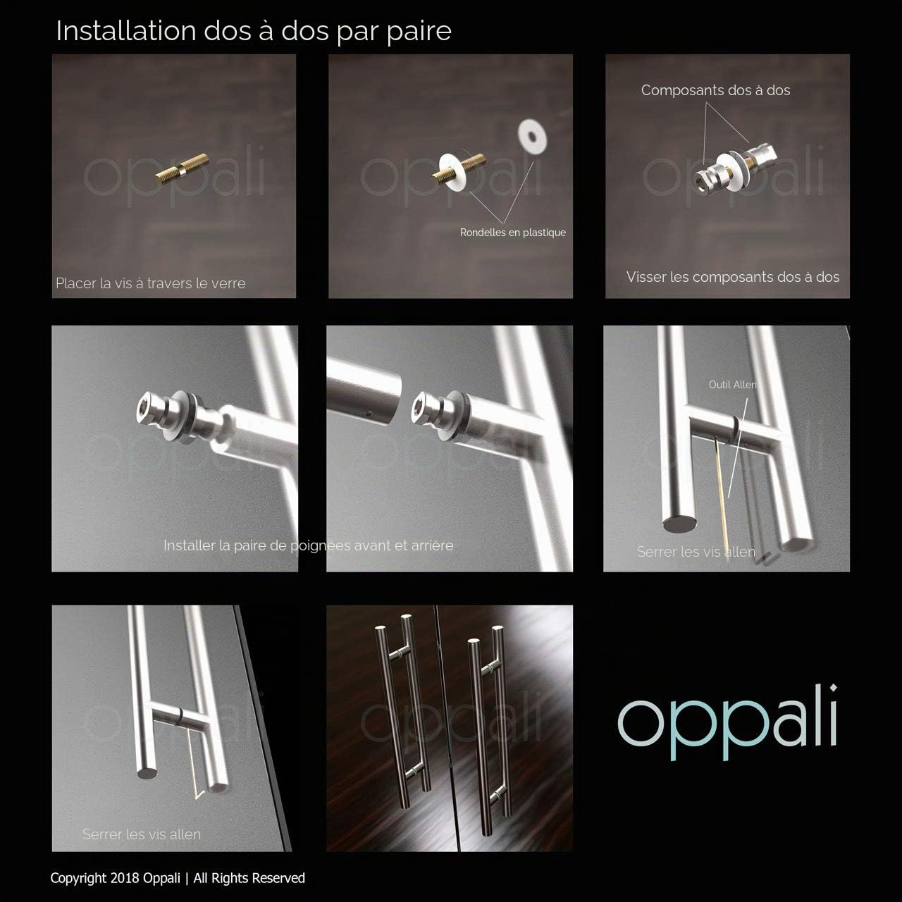 Noir Acier Inoxydable 304 Matériau de haute qualité Poignée de porte d'entrée | Diamètre de la poignée 30mm | Rond T-Bar | 40cm Longueur Totale