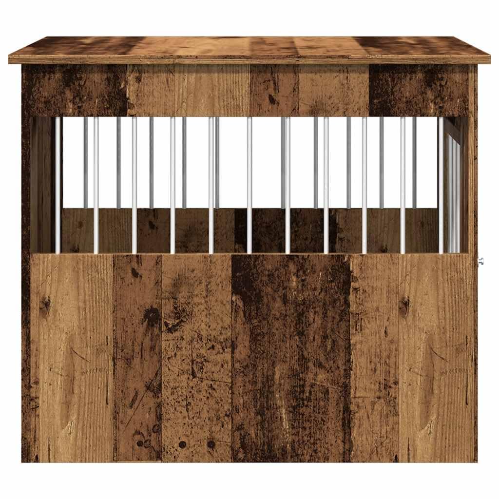 vidaXL Jaula para Perros Madera de ingeniería Madera Vieja 55x80x68 cm, caseta para Perros, Refugio para Perros, Jaula para Mascotas, Perrera