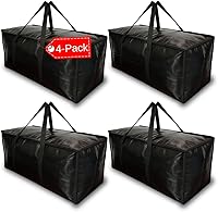 Vista 1 de BAG-THAT! Paquete de 4 bolsas negras para mudanza, bolsas de almacenamiento extra grandes con cremallera, bolsas de embalaje resistentes al agua