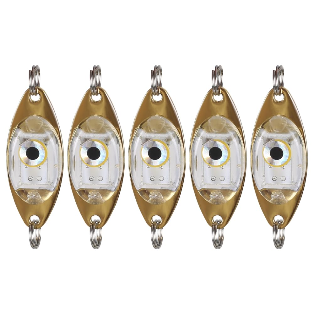 Mioyoow Red 5Pcs Led Fishing Lure Light, Deep Drop Fishing Lights Underwater Led Fishing Lures For Saltwater Freshwater