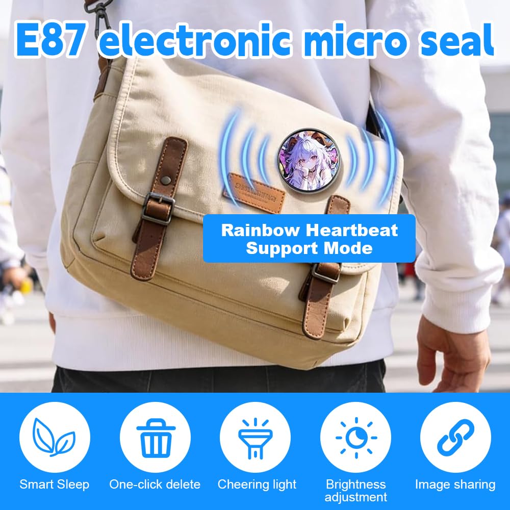Badge à épingle Numérique avec écran Tactile IPS 1,8" Programmable Portable pour Fans Anime Cosplay Concert
