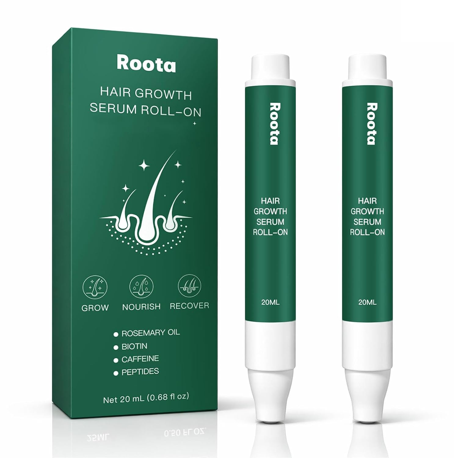 Roota Hair Growth Serum Roll-On, Roota Hair Revival Serum, Nourishes Scalp for Thicker, Healthy Hair, 25ml