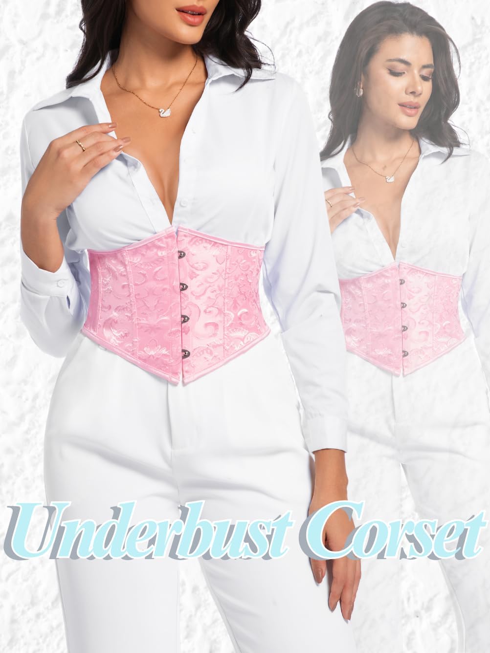 ChiaoLezhee Women's Jacquard Underbust Corset Belt (XS-5XL), Renaissance Floral Waist Cincher, Stylish Going Out Outfits