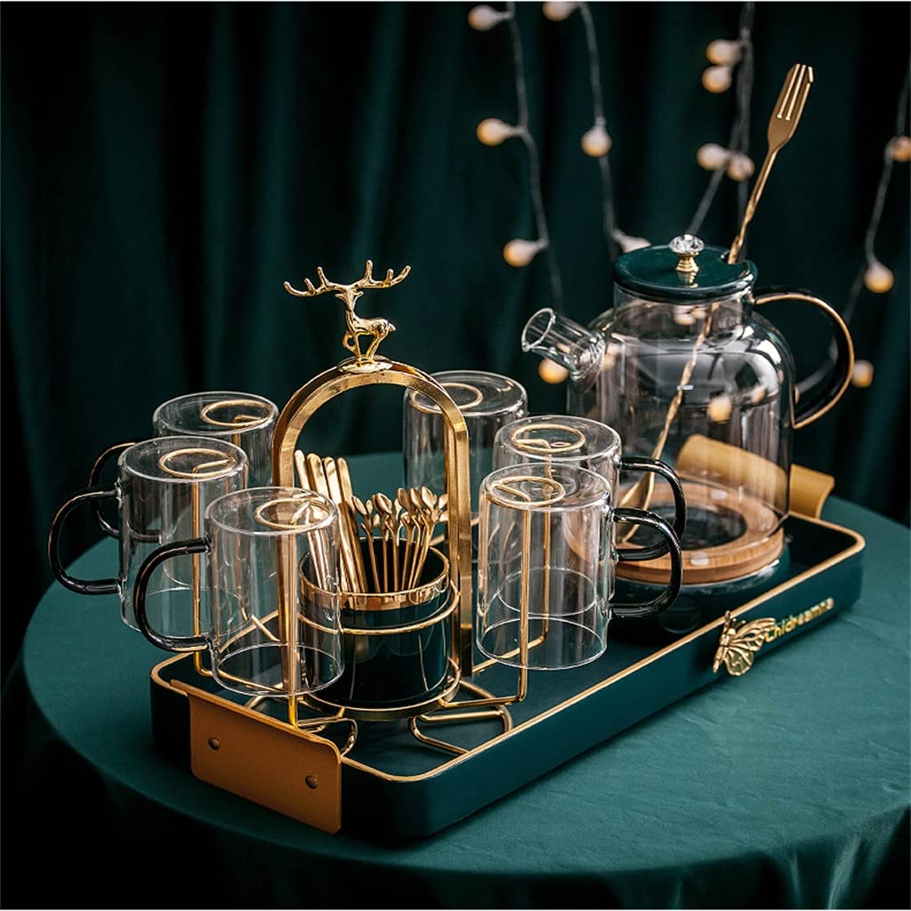 Nordic Cold Kettle Zestaw Glass Household Water Zestaw Popołudniowa herbata owoc Teapot Zestaw herbaty świeca herbata herbata (Color : A)