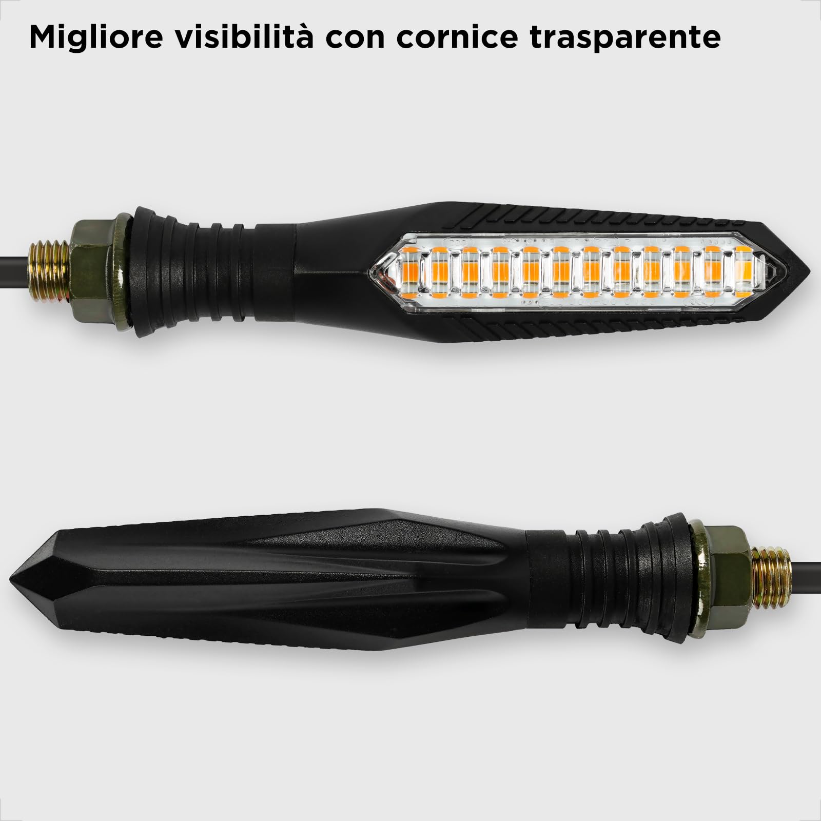 evermotor 2 Pezzi Frecce Moto LED Sequenziali E32, Omologate Universali 12V Indicatori di Direzione Moto, Impermeabili, Alta Luminosità