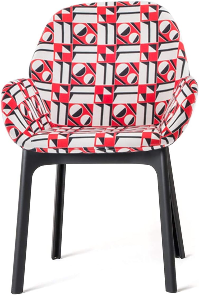Kartell SFCH-K4182-NA Dining Chair, Frame: Black, Cover: Geometrico Rosso W22.8 inches (58 cm), D 22.2 inches (56.5 cm), H 33.5 inches (85 cm), SH18.9 inches (48 cm)