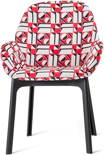 Kartell SFCH-K4182-NA Silla de comedor, marco: negro, funda: Geometrico Rosso 22.8 in, D 22.2 pulgadas (22.2 in), H 33.5 pulgadas (33.5 in), SH18.9