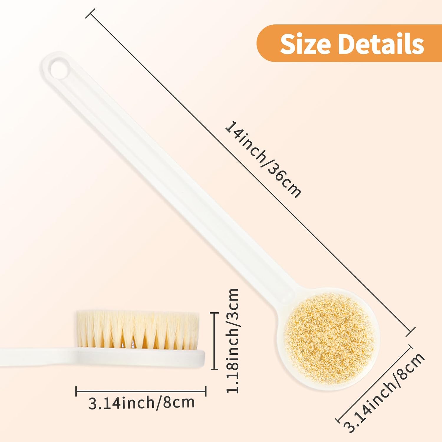 Shower Brush with Soft Bristles, Long Handled Back Bcrubber for Shower,Body Exfoliator for Bath or Dry Brushing, for Men Women Elderly image 5