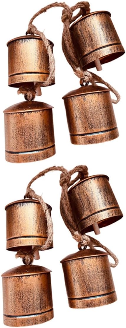 TIDTALEO Vintage Metal Cow Bells 2pcs Rustic Hanging Decorative Bells for Yard Patio Doorway Garden Outdoor Décor with Sound