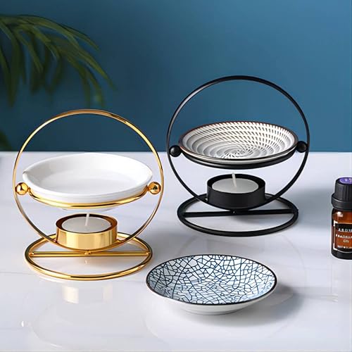 Miniatura 3 de Delicado Romántico Metal Tealight Candelabro Quemador de Aceite Difusor Aroma Horno Decoración del Hogar Negro Blanco