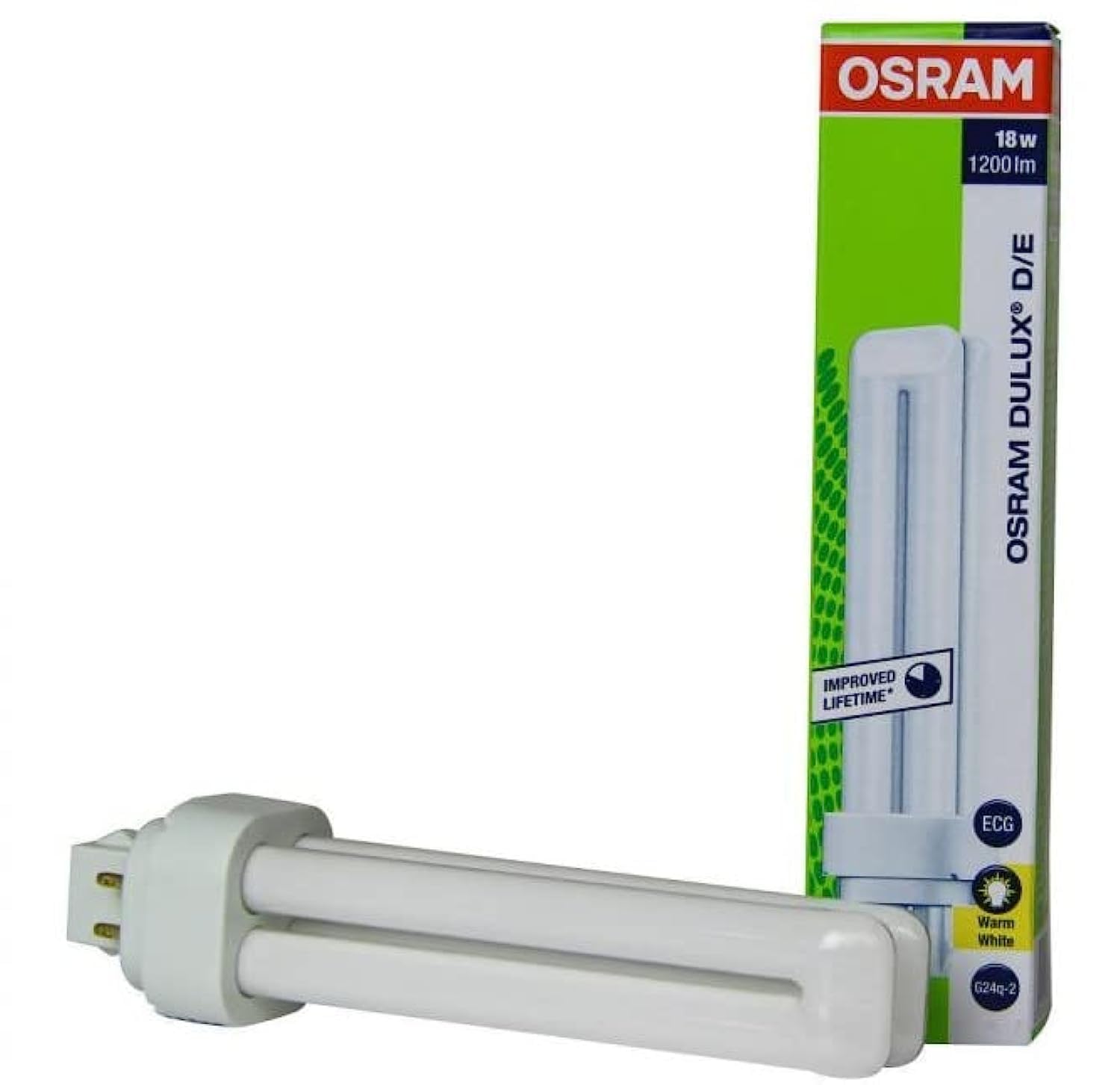 Ledvance- 18 Watt- Dulux D/E- G24q-2 -Fluorescent PL Lamp- 4 pin- Warm White 2700K- Pack of 5