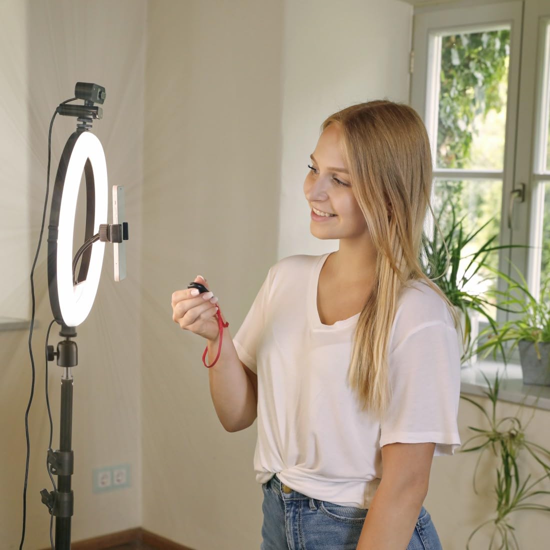 LED-Ringleuchte Spotlight Steady 120 III, Ringlicht-Stativ für Handy, 12"