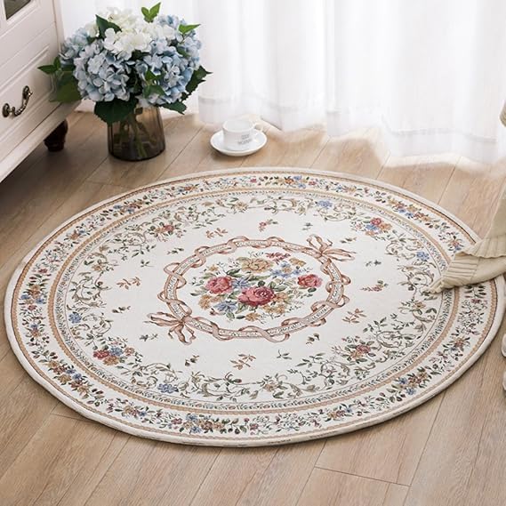 Royal Collection New Traditional Oriental Round Rug Home Decor Collection Floral Round Rugs Carpet for Bedroom
