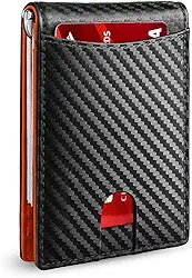 Carteira Slim Masculina Bloqueio RFID – Alumínio e Fibra de Carbono, Porta Cartões Minimalista, Compacta, Anti Clonagem, com Clipe de Dinheiro – Até 15 Cartões