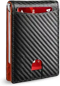 Carteira Slim Masculina Bloqueio RFID – Alumínio e Fibra de Carbono, Porta Cartões Minimalista, Compacta, Anti Clonagem, com Clipe de Dinheiro – Até 15 Cartões
