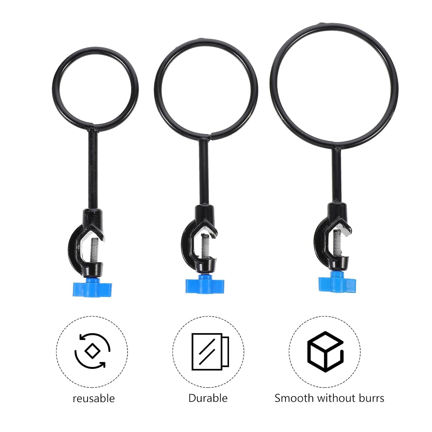 NUOBESTY 3pcs Laboratory Support Retort Rings Metal Iron Stand Clamps 3x1 Triple Ring Set for Chemistry Lab Beaker and Flask Support