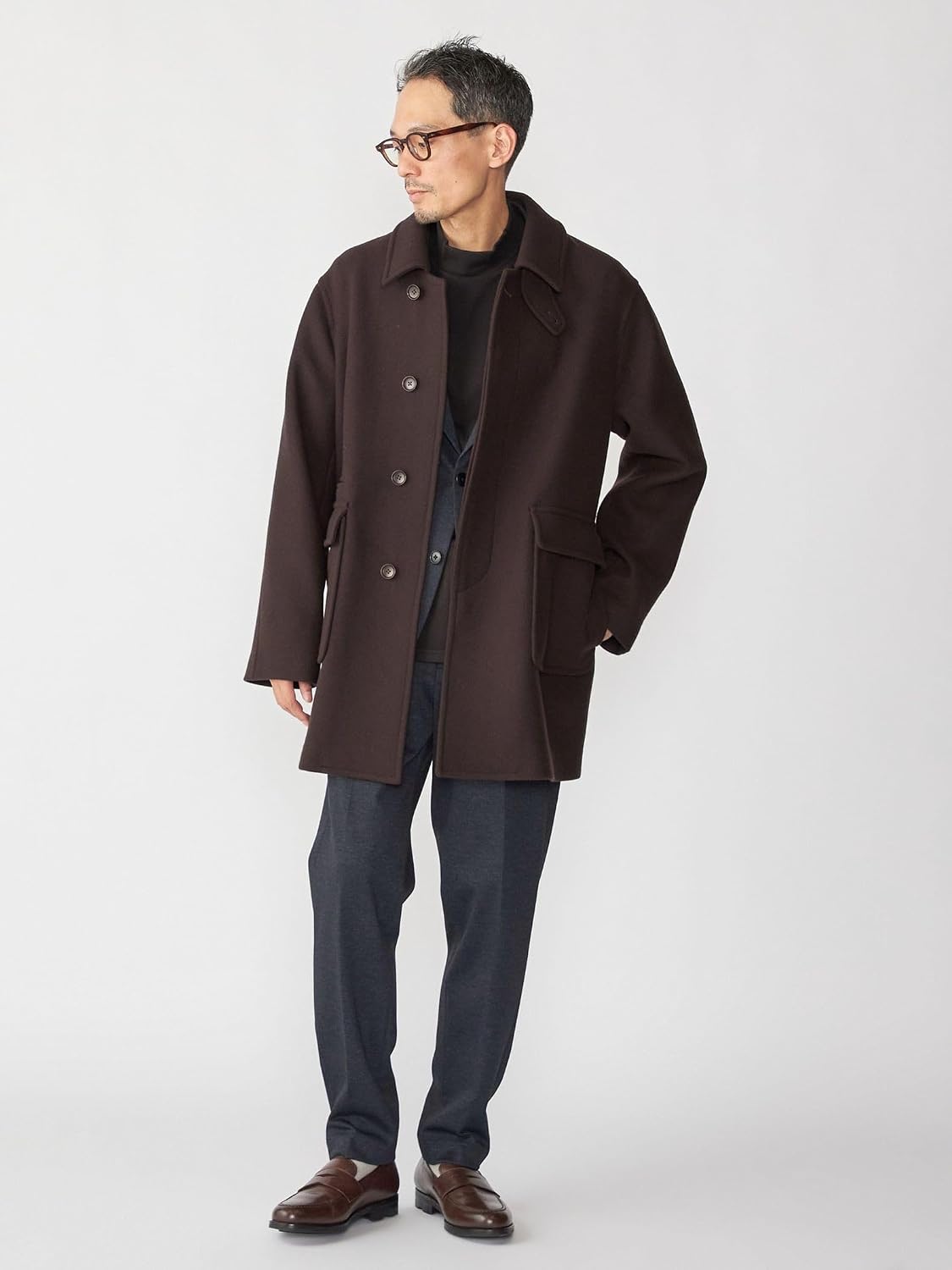 Amazon.co.jp: [シップス] コート S140 ウールシルク ステンカラー