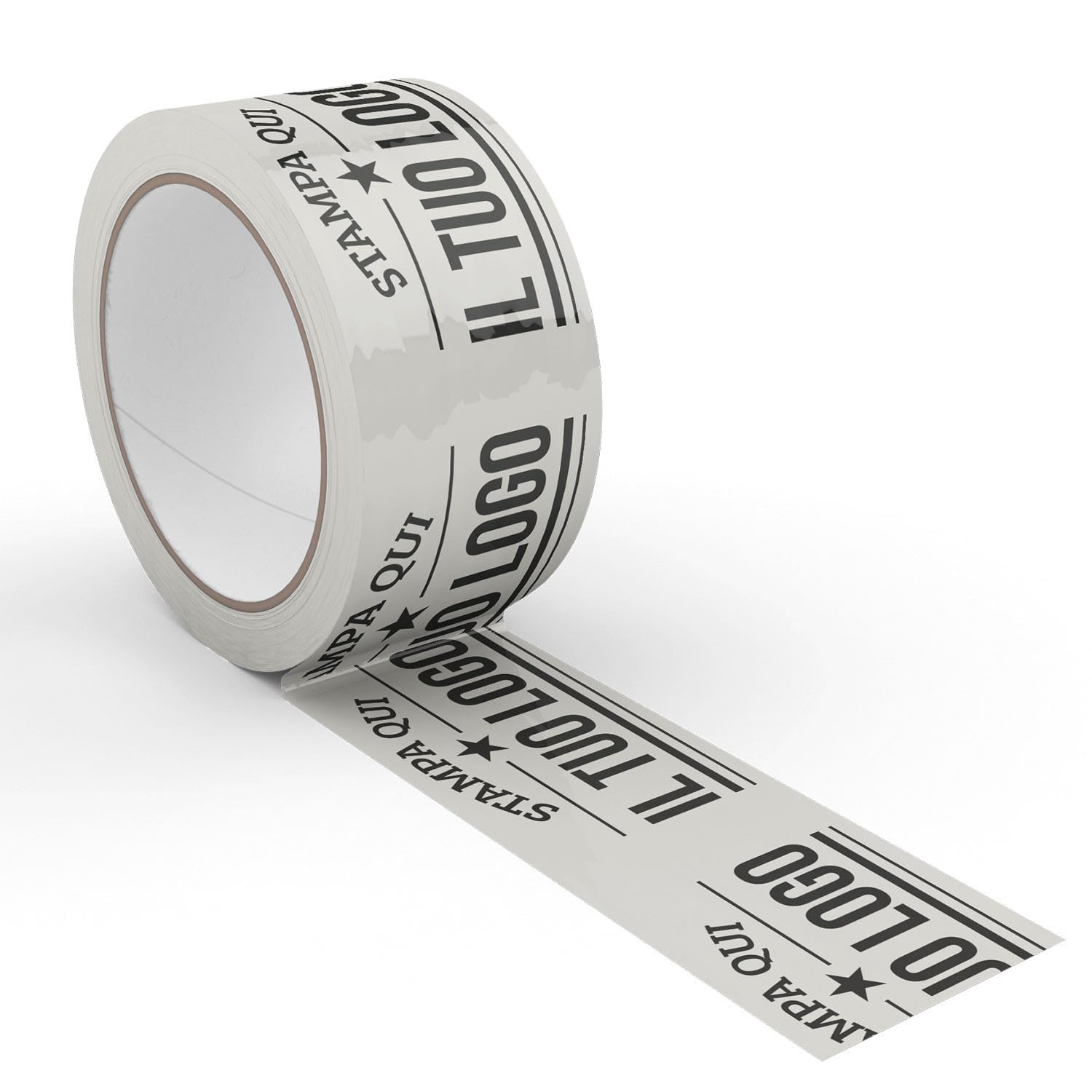 Generico Nastro adesivo personalizzato in polipropilene per pacchi, misura 5cm x 66m x 76mm - Resistente allo strappo e silenzioso - Ideale per imballaggio, spedizioni. (72, PERSONALIZZATO)